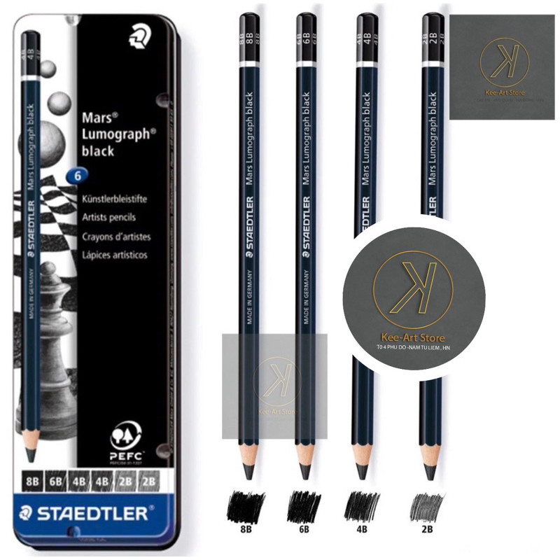 Chì đức staedtler mars lumograph black pencil - 2b, 4b,6b,8b