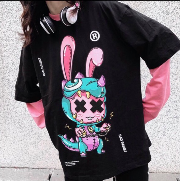 [HCM]Áo Thun BAD RABBIT CỰC CHẤT Unisex Fomr Rộng Nam Nữ Chất Liệu Cotton Dày Mịn Hot Trend Độc Lạ Blackwhite1 [Hàng Có Sẵn]