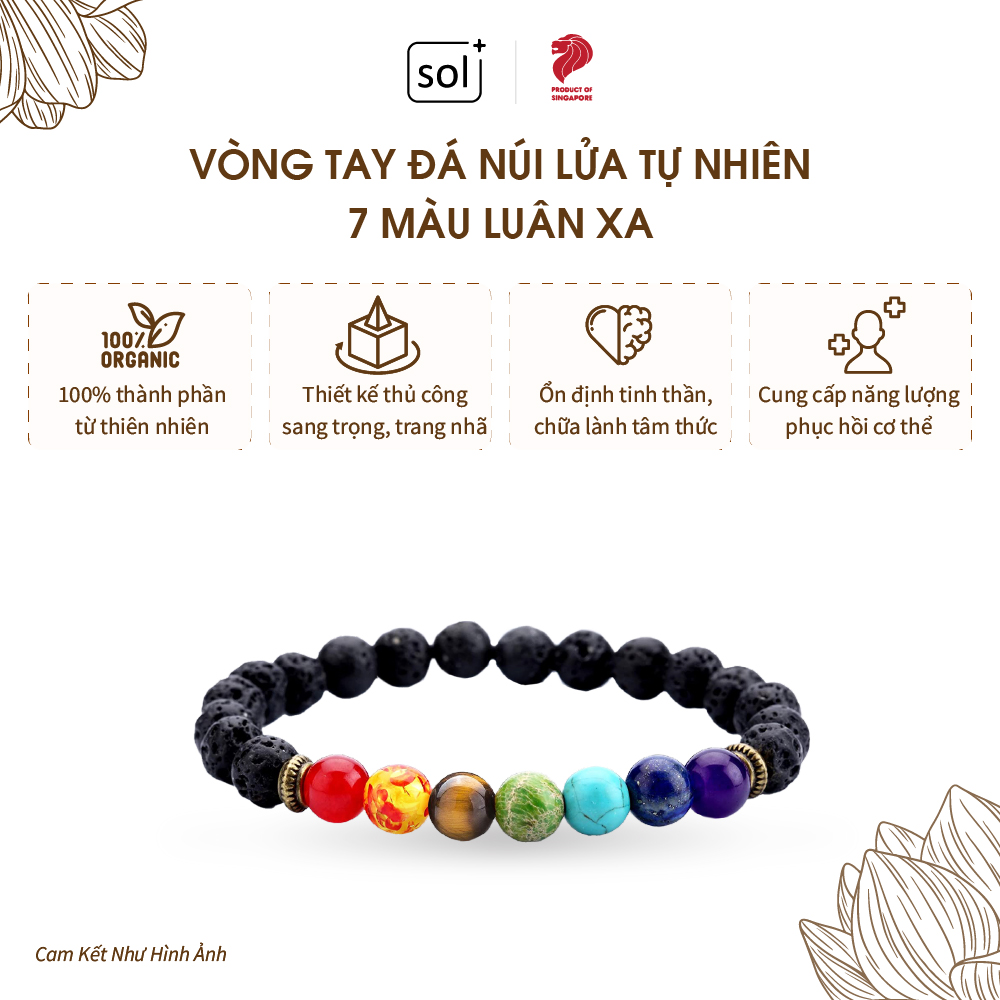 Black Lava Stone 7 Chakra Bracelets 6pcs mix 8mm Sol Plus