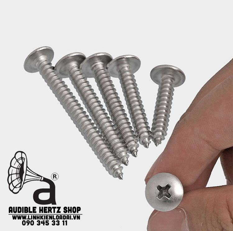 Vít gỗ đầu dù 4 cạnh Inox bắt loa M3, M4 (Combo 20 con)