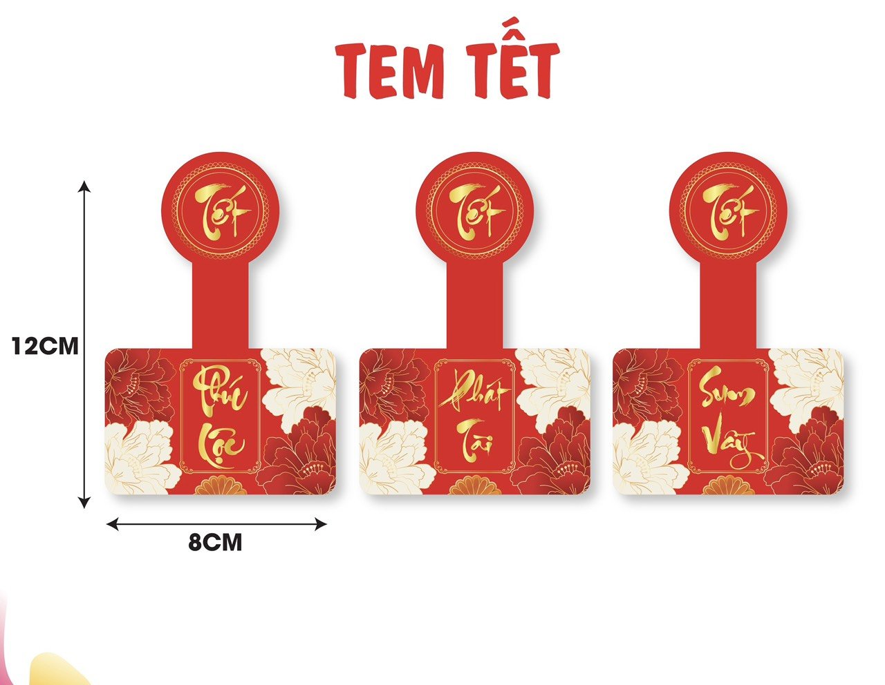 tem nhãn tết nhiều mẫu combo 30 con tem