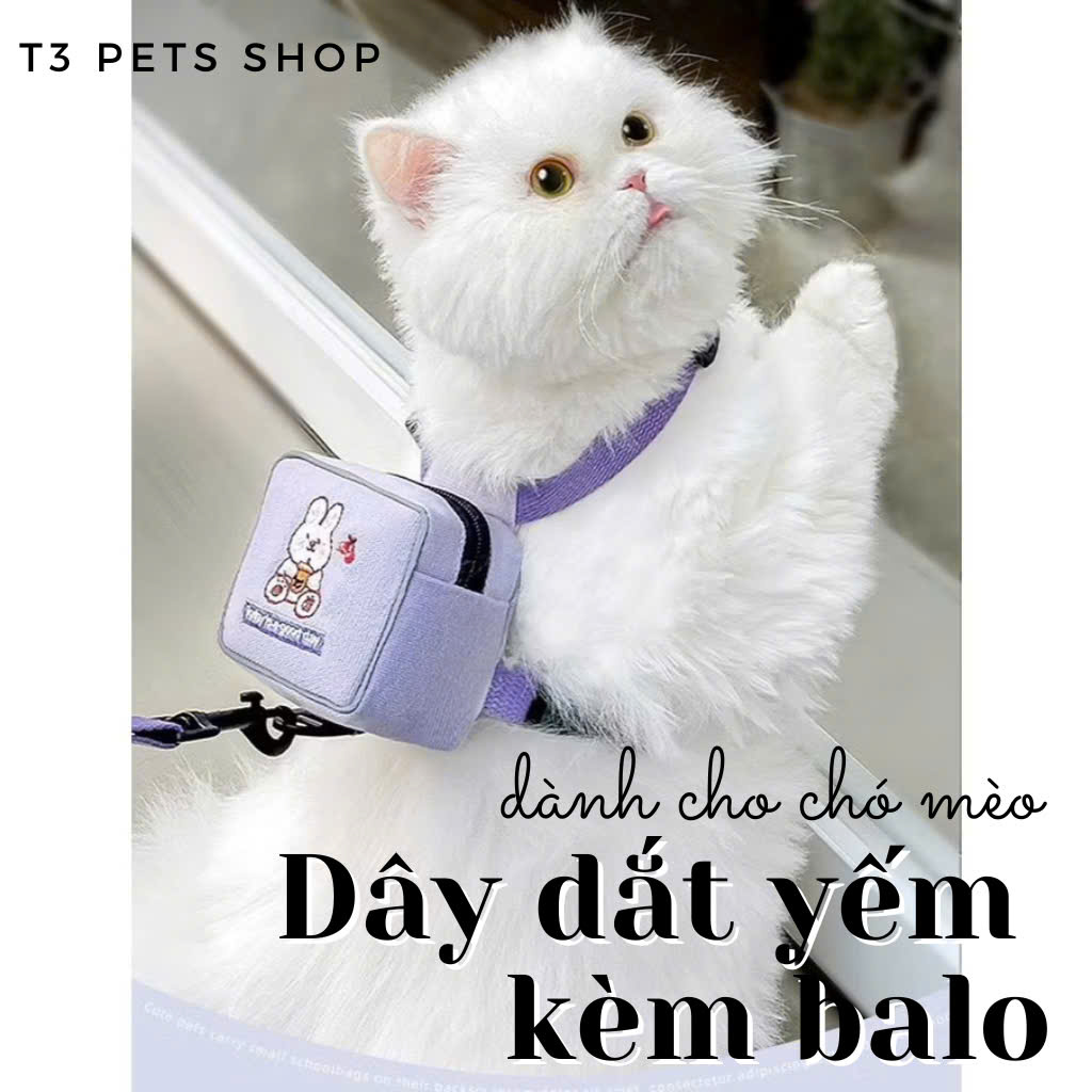 Dây dắt kèm túi balo cho chó mèo - T3 PETS SHOP