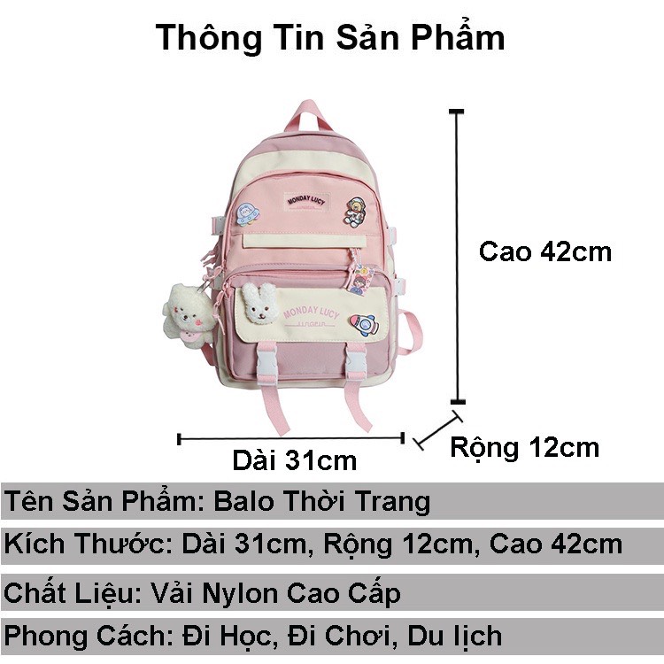 Balo nữ nam thời trang đi học, đi chơi. Balo Mini đi học túi cặp xách phong cách ulzzang Hàn Quốc phối màu ( balo tuseday)