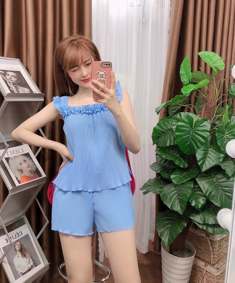 Đồ bộ mặc nhà kate lụa đùi dễ thương 476