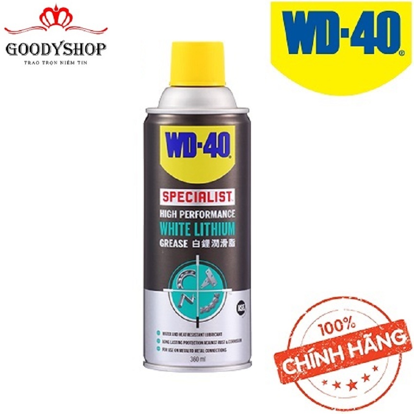 Dầu nhờn bôi trơn tác dụng cao wd-40 white lithium 360ml 350054 goodyshop