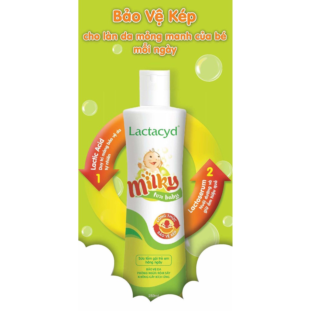 Sữa tắm gội trẻ em Lactacyd Milky 250ml
