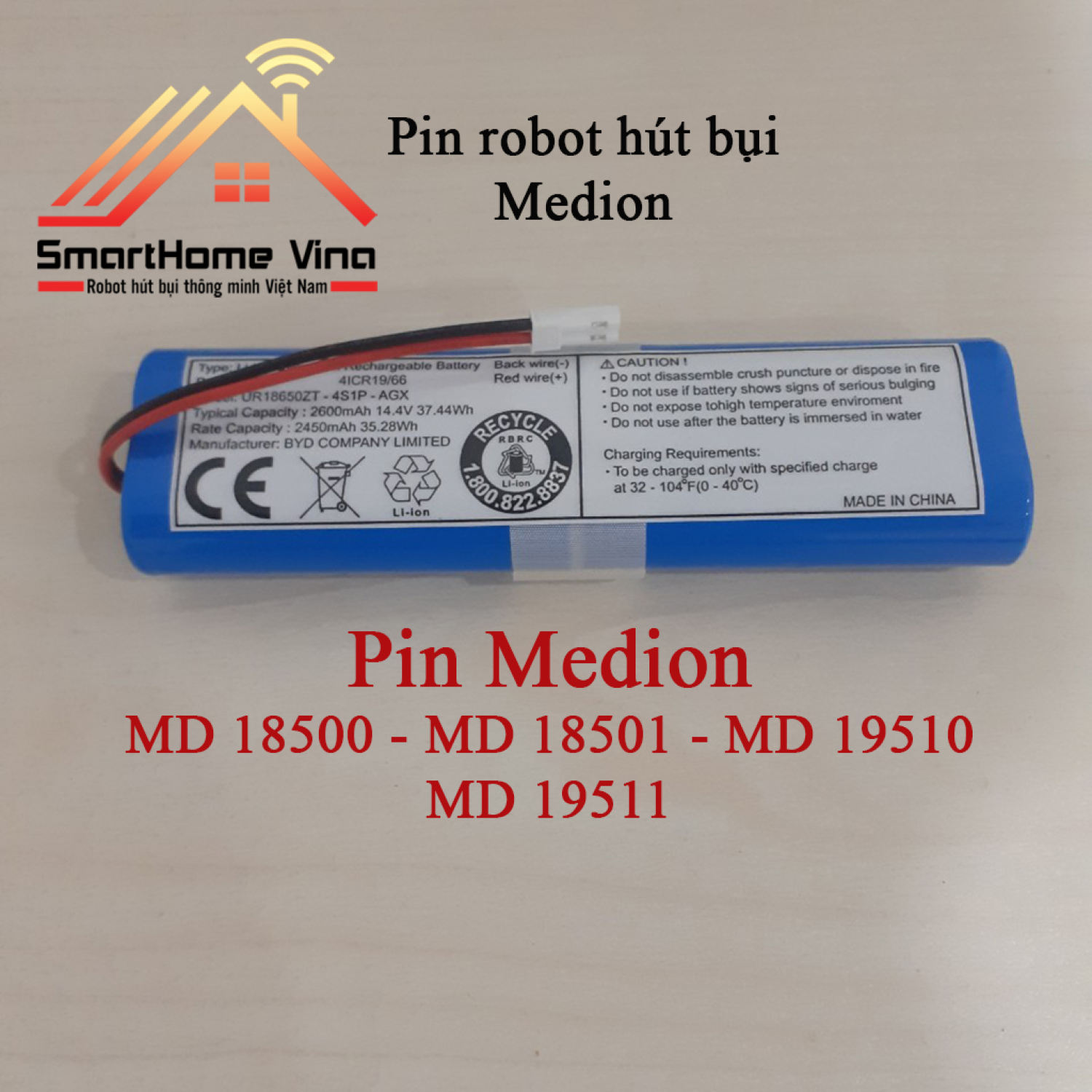 Pin robot hút bụi Medion MD18500 MD18501 MD19510 MD19511. Bảo hành 3 tháng lỗi 1 đổi 1.