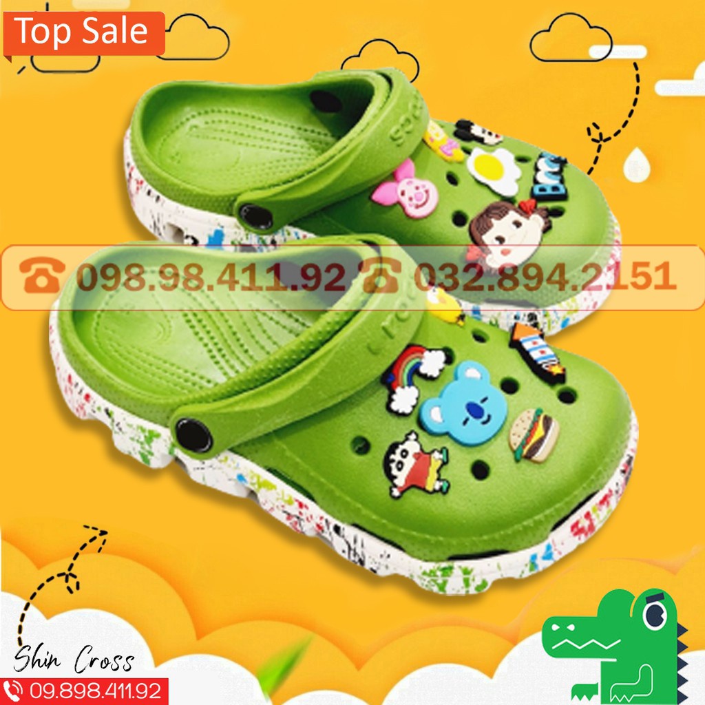 Dép Cross vảy sơn màu xanh chuối tặng thêm 12 sticker cross
