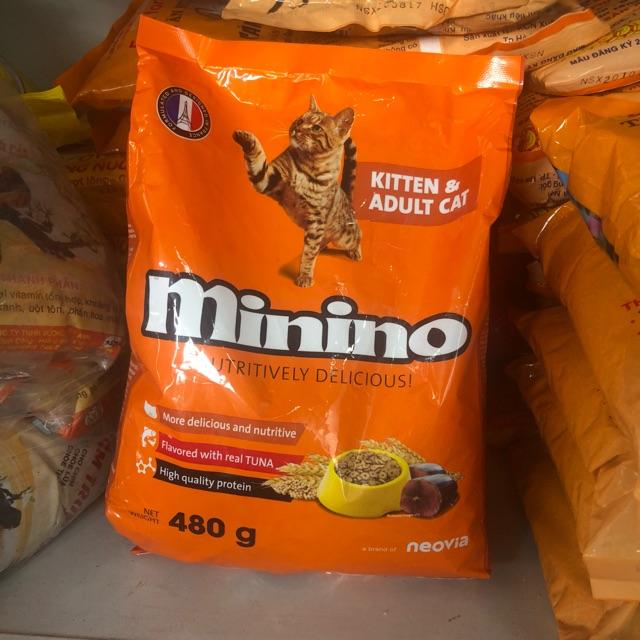 Thức ăn hạt cho Mèo Minino 480g + Sốt Whiskas 85g (tùy chọn) - [Nông Trại Thú Cưng]