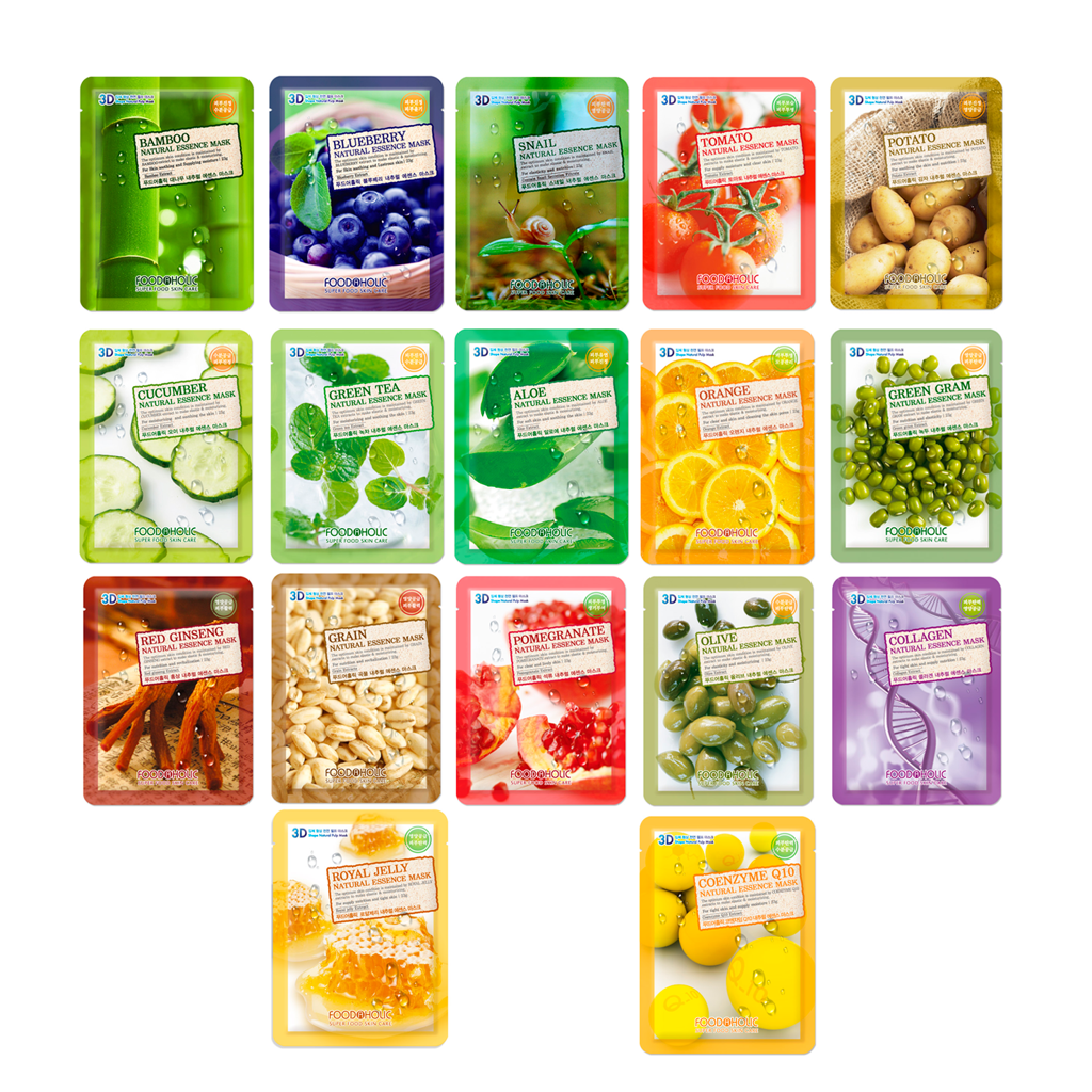 [HCM]Combo 10 Miếng Mặt nạ 3D FoodaHolic Essence Mask