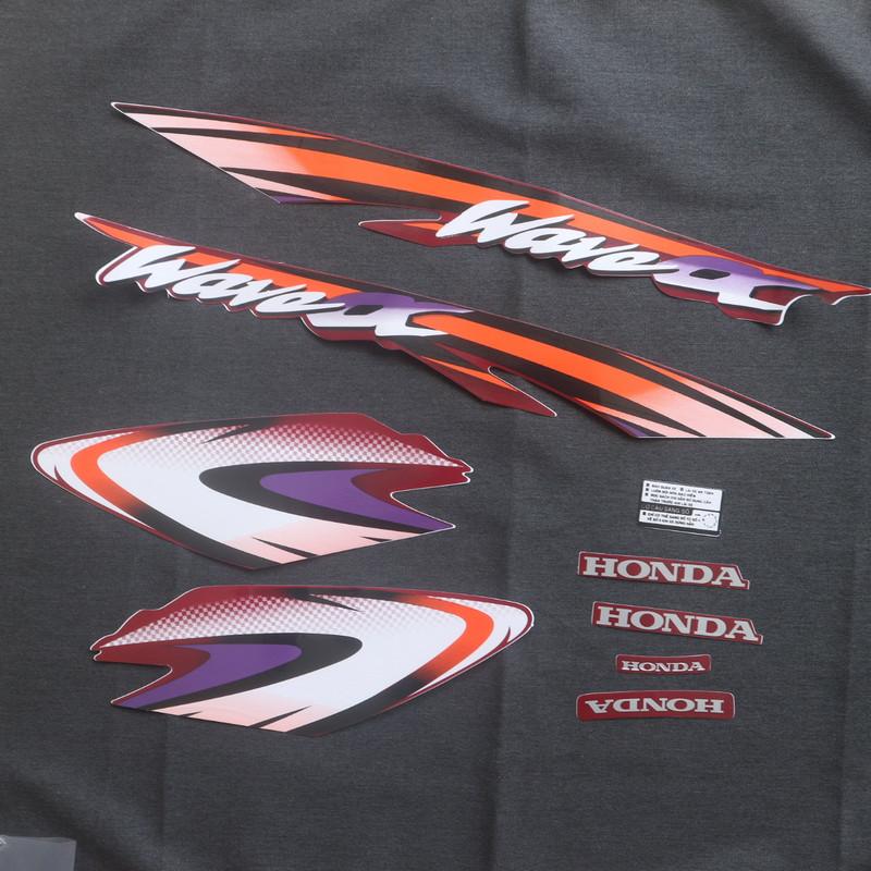 [HCM]BỘ TEM XE MÁY TEM 3 LỚP DÀNH CHO WAVE ALPHA 2002 LỐC TRẮNG MÀU ĐEN CAM TÍM