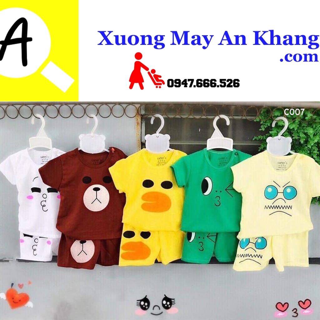 5 bộ đồ cotton 2 chiều mỏng mát cho bé trai bé gái