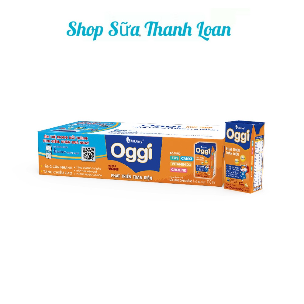 Thùng 48 hộp sữa bột pha sẵn oggi 1+ vani 110ml.