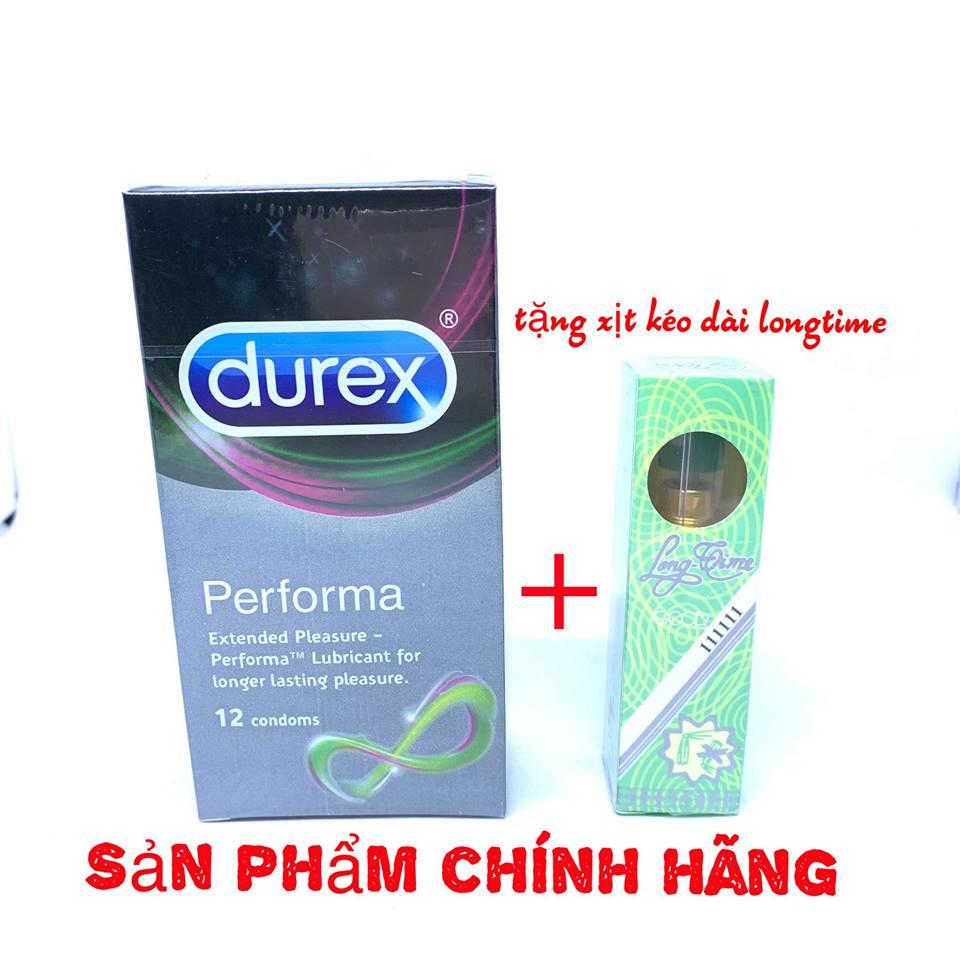 Bao Cao Su Durex Performa 12 Condoms + tặng xịt kéo dài Longtime
