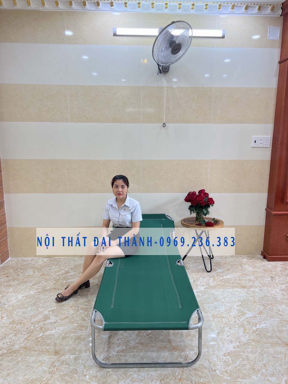 Giường xếp vải bố khung sắt Đại Thành