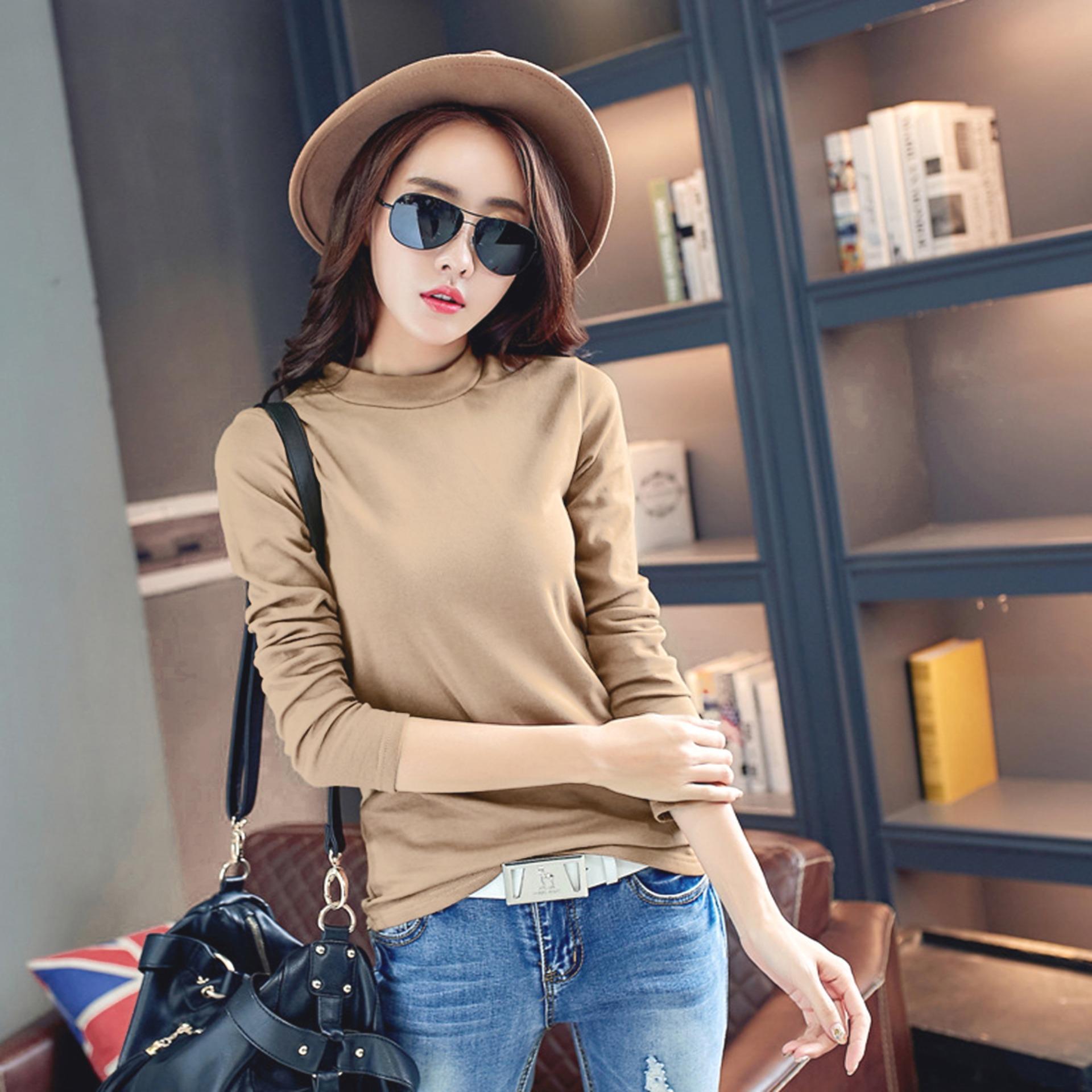 Áo giữ nhiệt nữ - cổ 3 phân phong cách Hàn Quốc