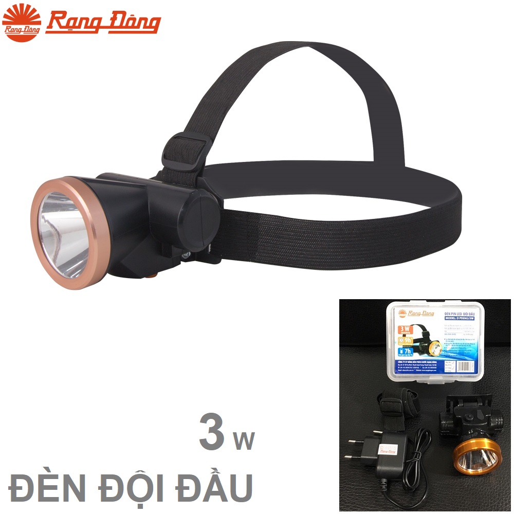 Đèn đội đầu led 3w Rạng Đông pin sạc