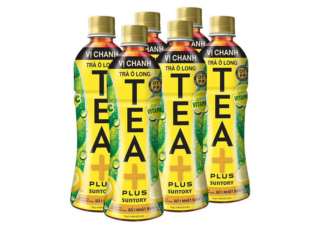 Lốc 6 Trà Ô long Vị Chanh Tea+ (455ml/Chai)