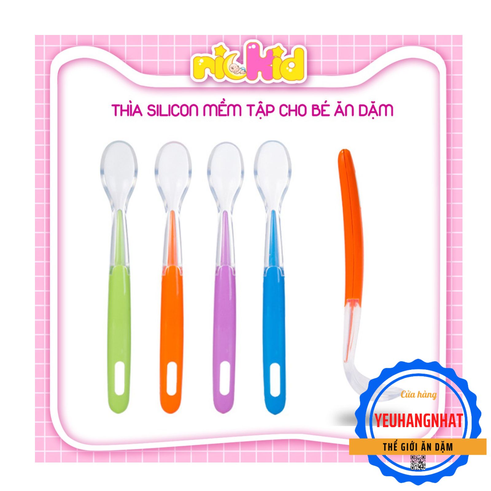 Muỗng/Thìa Silicon sâu lòng siêu mềm Cho Bé