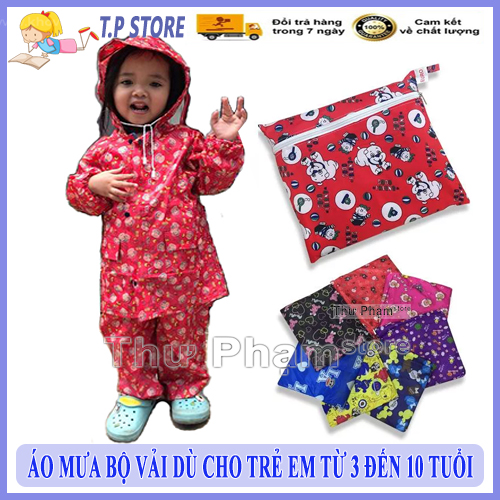 Áo mưa bộ cho bé - áo mưa trẻ em - áo mưa bộ vải dù cao cấp trẻ em từ 2 - 10 tuổi