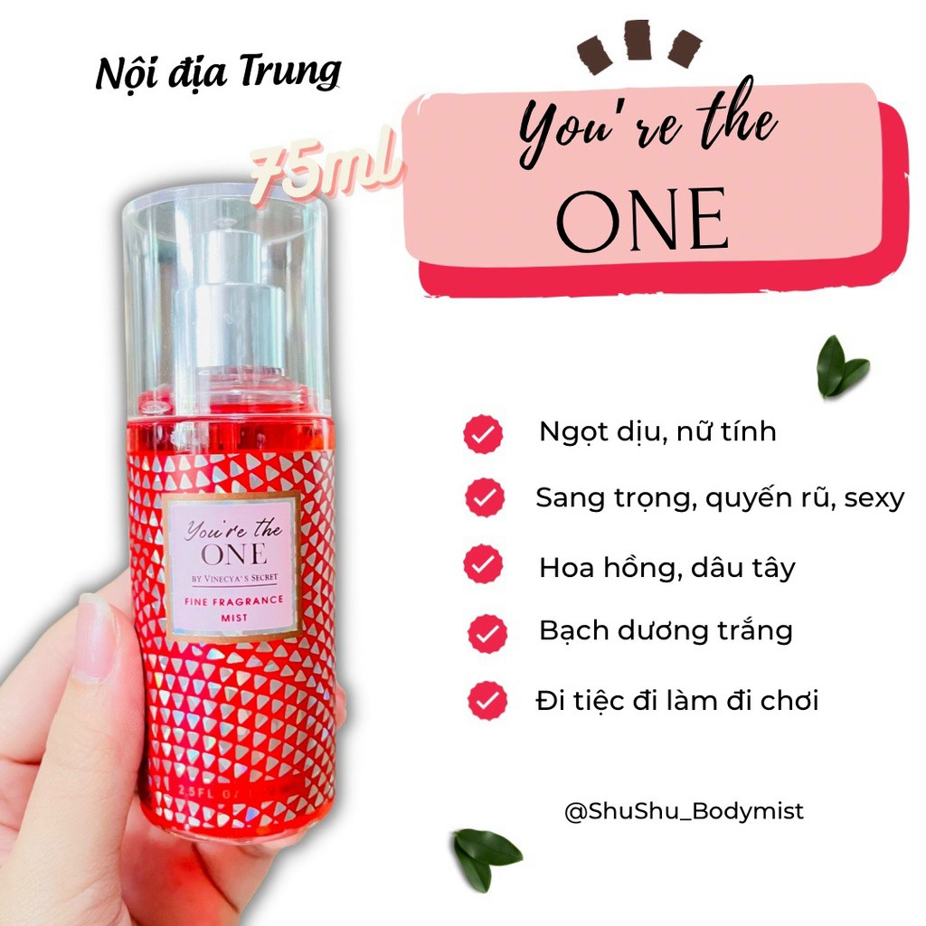 Xịt thơm body mist chai 75ml mới siu thơm - Vinecya’s