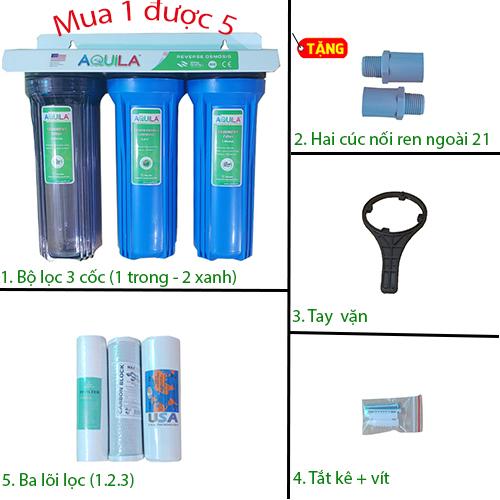 [HCM]Quà tặng 5 món - Bộ lọc nước sinh hoạt 3 cấp 10inch