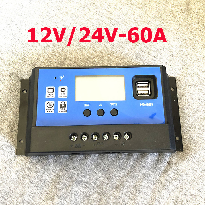Bộ sạc pin năng lượng mặt trời 12v/24v-60A, điều khiển sạc pin mặt trời 60A