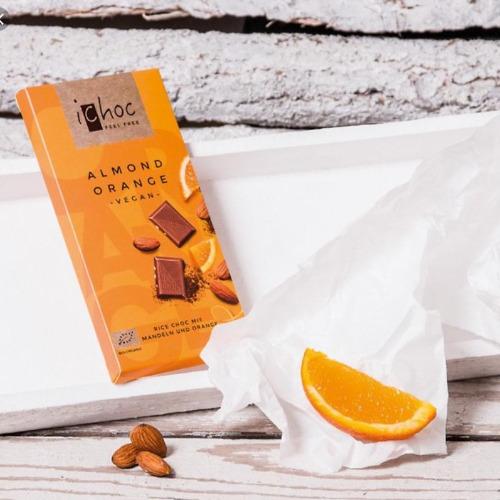 Socola hữu cơ thuần chay Almond Orange (cam hạnh nhân) Ichoc 80g