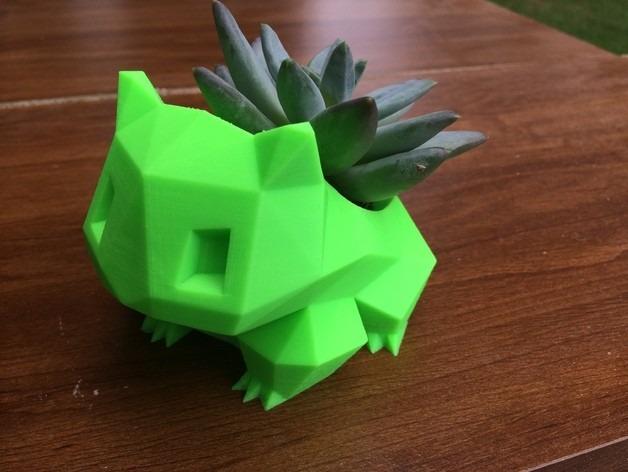Chậu cây pokemon siêu dễ thương - Cute Low Poly Bulbasaur planter