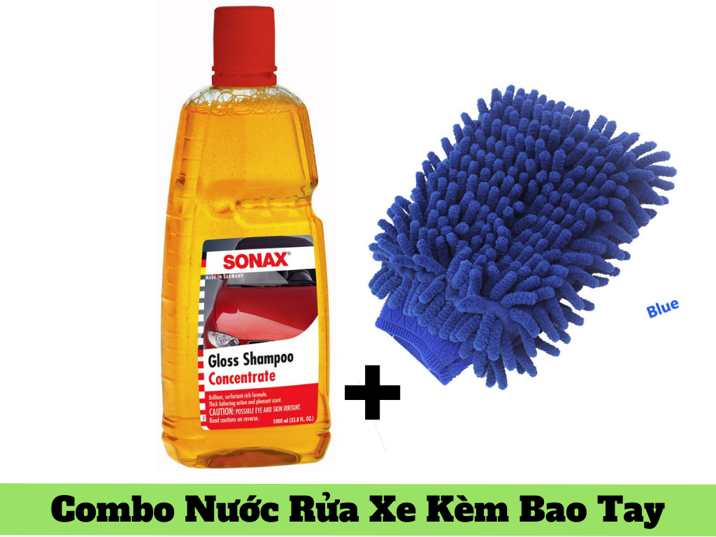 [HCM]Combo Nước Rửa Xe Sonax Kèm Bao Tay Rửa Xe 2 Mặt