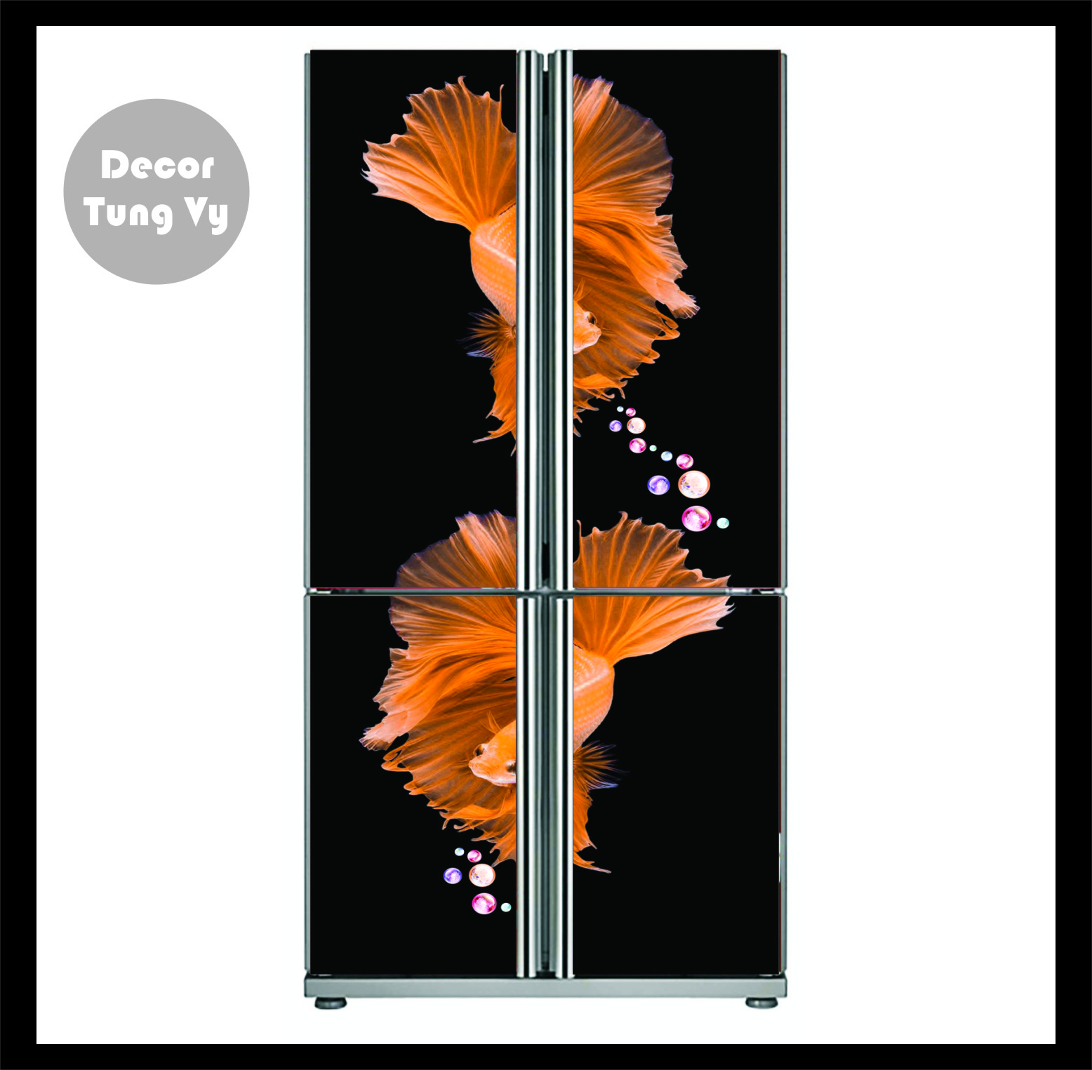 Decal dán tủ lạnh - máy giặt -  dán kính - dán tường ( TRANH CÁ  PHIONG THỦY TÀI LỘC )