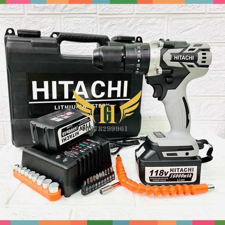 [CHÍNH HÃNG ] Máy Khoan Pin Hitachi 118V 3 Chức Năng, Có Búa, Lõi Đồng, Pin Khủng 10 Cell+Kèm Phụ Kiện
