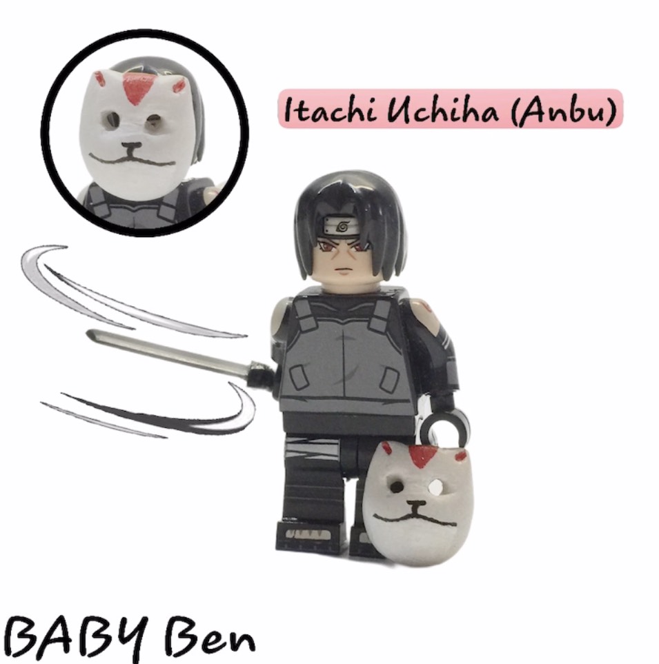 Lego minifigure Itachi Uchiha bundled accessories mask and sword, shell sword