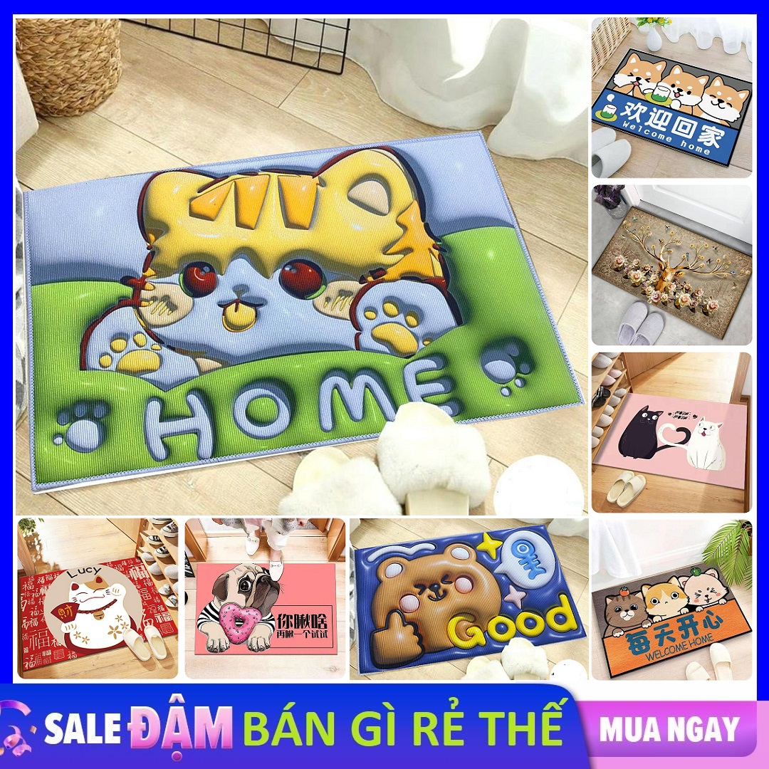 Thảm lau chân 3D trong nhà ,thảm lau chân 40x60cm - Thảm lau chân 40x60cm siêu mềm, sạch sẽ-Thảm chùi chân siêu thấm