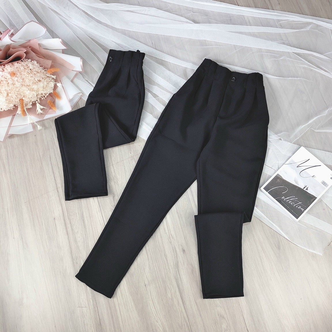Quần tây xếp ly eo sau lưng thun