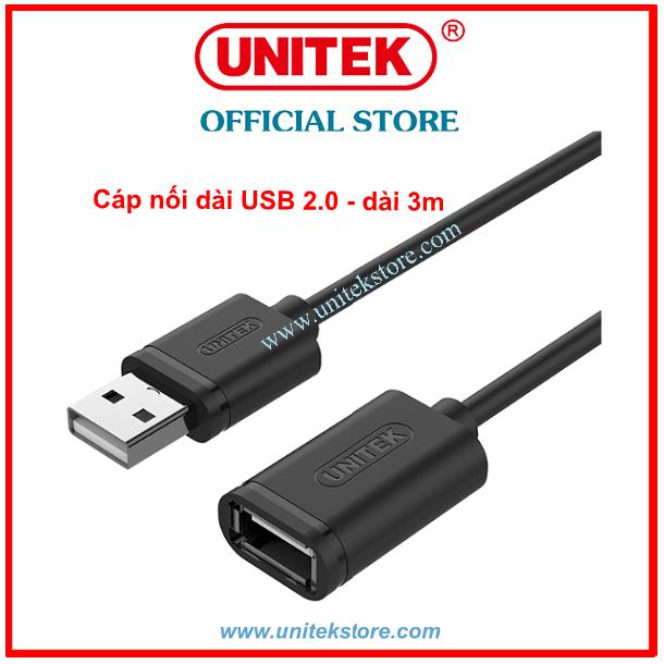 [UNITEK STORE] CÁP USB NỐI DÀI USB 2.0 - DÀI 3M UNITEK (Y-C 417GBK)