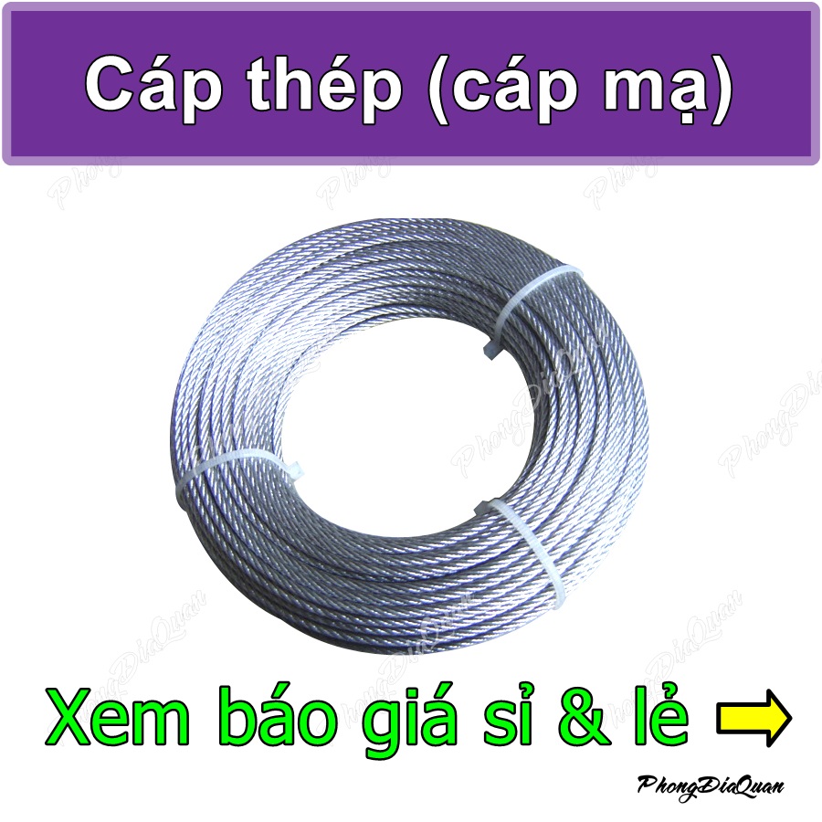 Cáp thép Cáp mạ Cáp trần (từ 1,2 đến 10 ly) - Bán theo mét