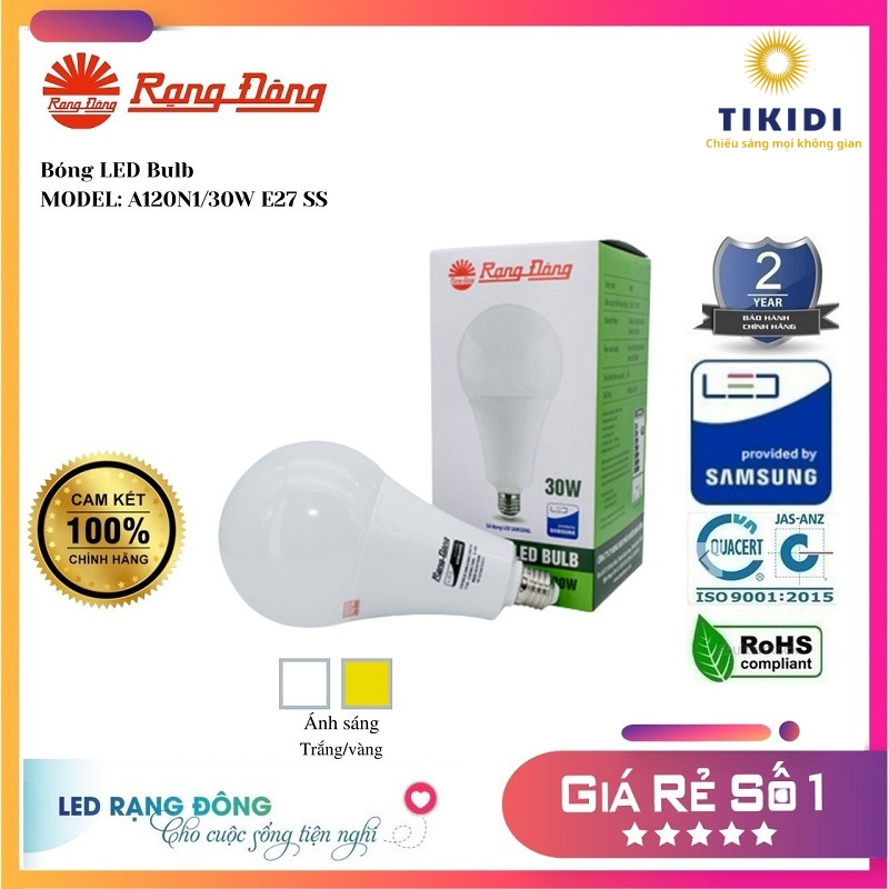 Bóng LED Bulb A120N1/30W E27 SS Rạng Đông