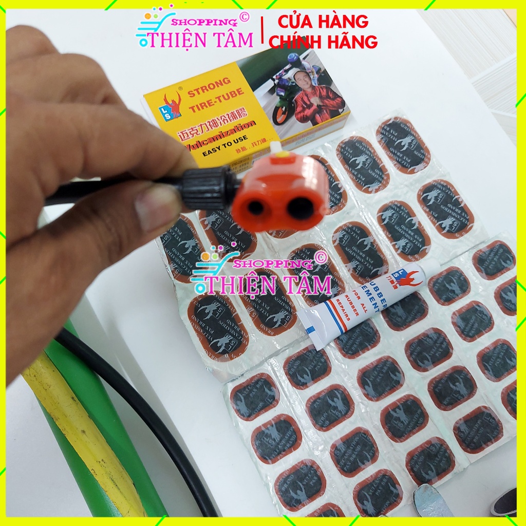 Bộ Vá Ruột - Săm Xe Máy Xe Đạp 6 Món (Bơm dài 55Cm Màu Giao Ngẫu Nhiên)