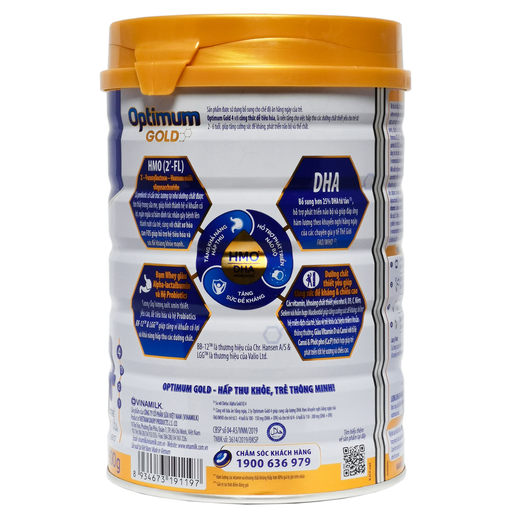 Sữa Bột Vinamilk Optimum Gold Số 4 - Hộp 850g (Cho trẻ 2~6 tuổi)