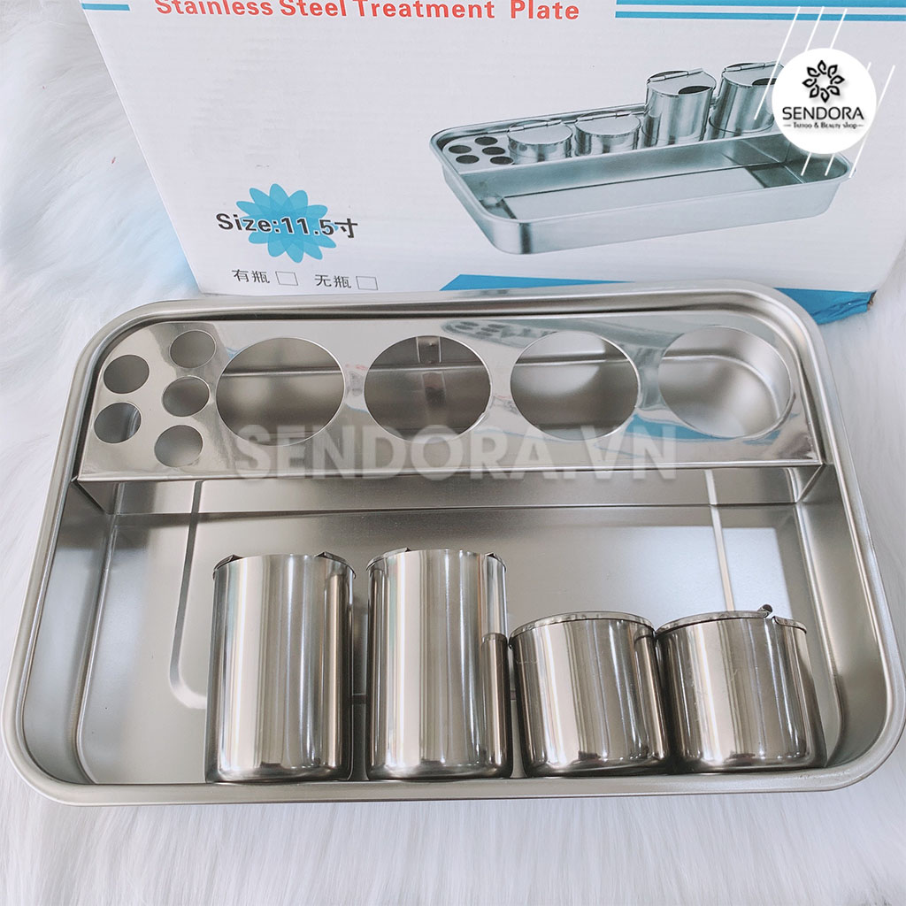 [HCM]Bộ khay và hũ inox đựng dụng cụ đa năng