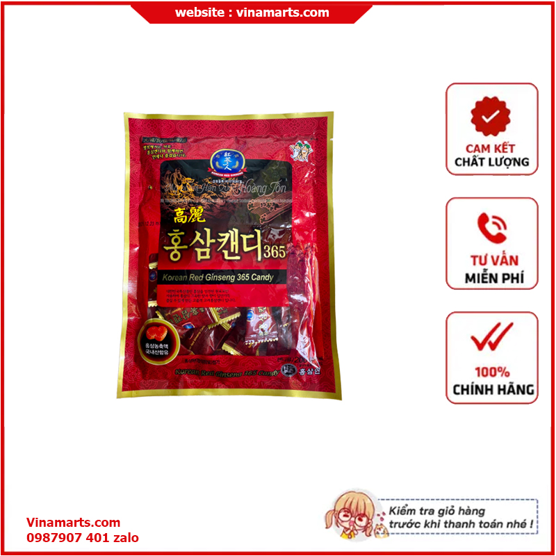 Kẹo Hồng Sâm Hàn Quốc Red Ginseng 365 Candy 200G