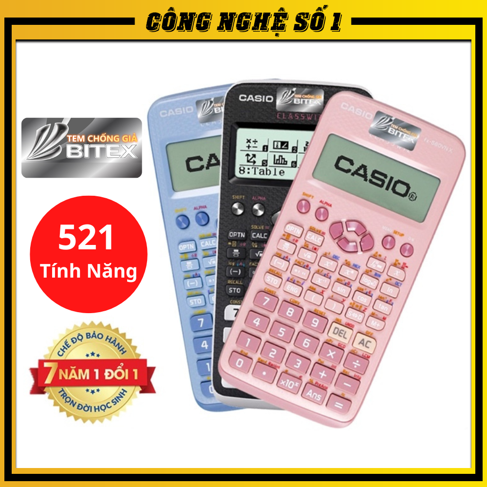 Máy Tính Casio FX 580VNX Chính Hãng Bảo Hành 7 Năm Lỗi 1 đổi 1, 521 Tính Năng Có Thể Chuyển Đổi Tiếng Việt, Máy tính Casio FX 570VN Plus New , Máy tính FX 570ES Plus New được mang vào phòng thi