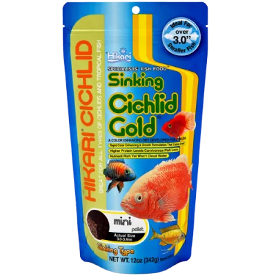 [HCM]Hikari Sinking Cichlid Gold thức ăn tăng màu cho cá hạt lớn 342gram cá tai tượng hồng két hải hồ