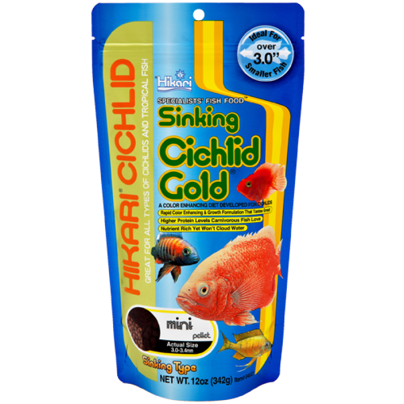 [HCM]Hikari Sinking Cichlid Gold thức ăn tăng màu cho cá hạt lớn 342gram cá tai tượng hồng két hải hồ