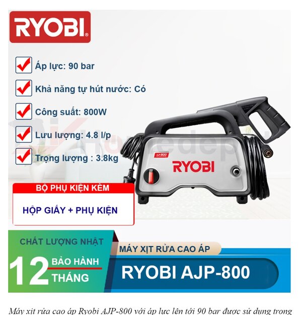 Máy xịt rửa cao áp 800W Kyocera AJP-800