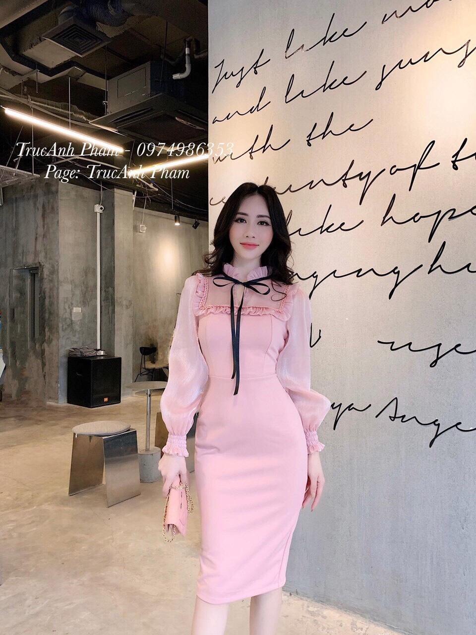 Đầm có mút bo tay umi-QH