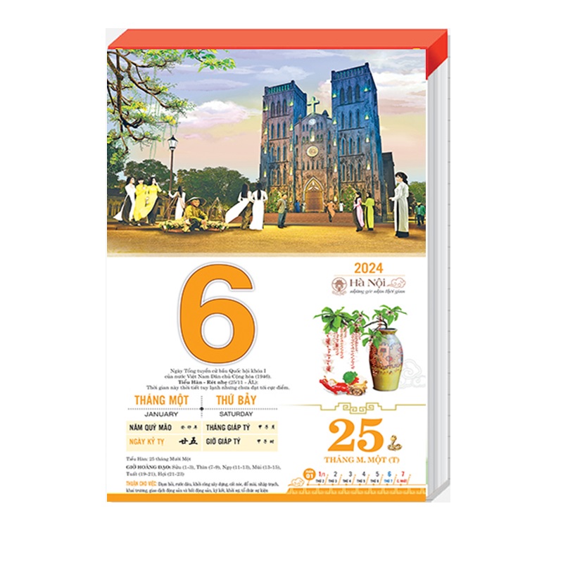 Bloc lịch 2024 - kích thước 20cm x 30 cm – Lịch Hà Nội