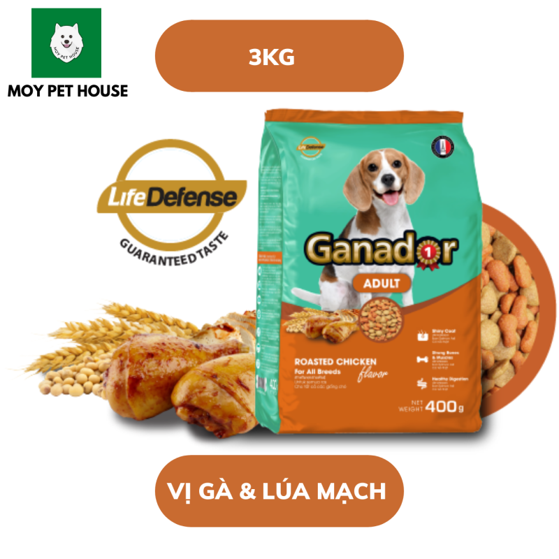 Thức Ăn Hạt Khô Ganador Chó Lớn gói 3kg, 3 Vị Gà, Cừu và Cá Hồi - Moypethouse shop