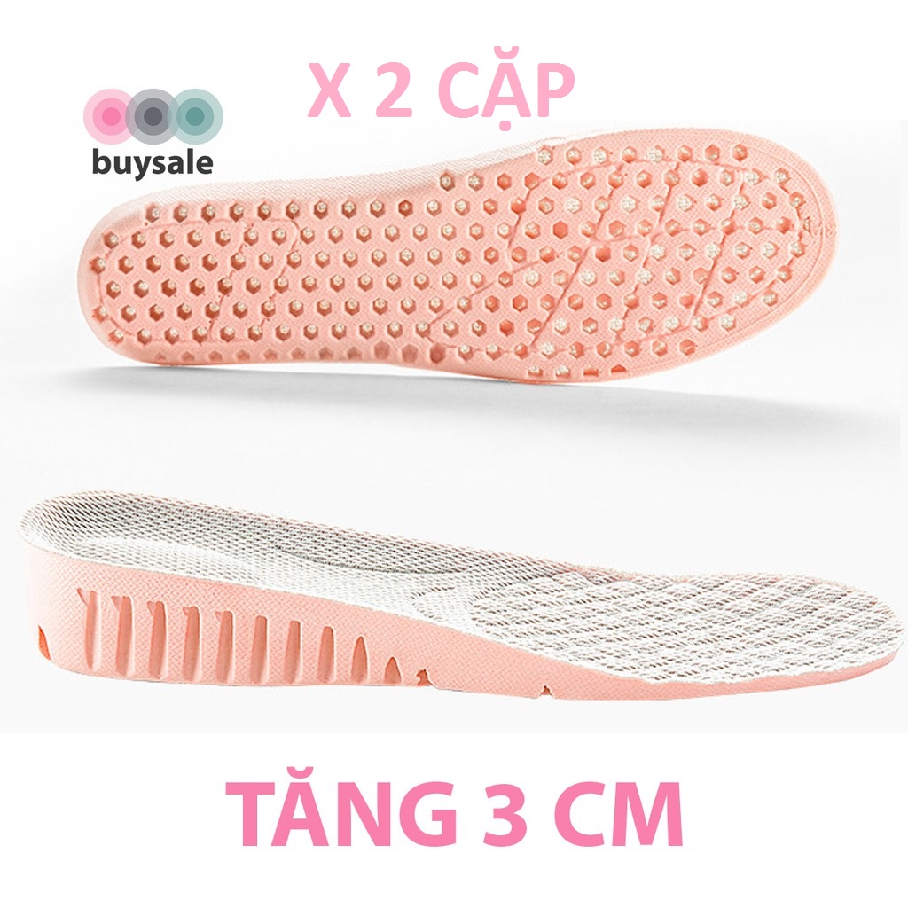 [HCM]Lót giày độn đế cao su non cấu trúc tổ ong tăng chiều cao 1.5cm 2.5cm 3cm - Màu hồng phối xám nhạt dành cho nữ - buysale - BSPK156